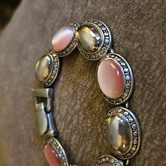 VTG Cowboy Core Pink Cat's Eye Oval Cabochon Bracelet - Picture 4 of 6
